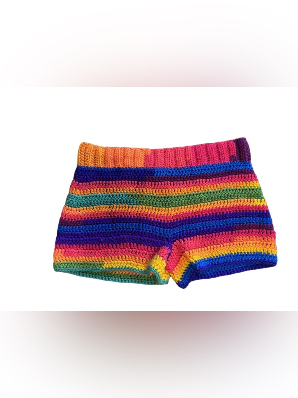 Y2K Festival Boho Crochet Shorts - rainbow Multicolor - S/M